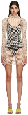 Msgm Beige Mock Neck Minidress In 4 Butter