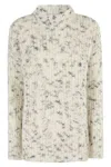 Msgm Beige Oversized Sweater With Grey Yarn Inserts In White