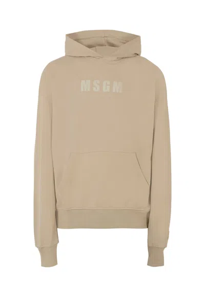 Msgm Beige Sweatshirt For Kids With Logo In Multi