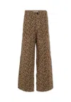 Msgm Beige Trousers For Girl With Logo And Spotted Print In Animal Print