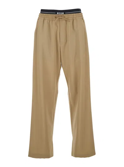 MSGM BEIGE WOOL PANTS