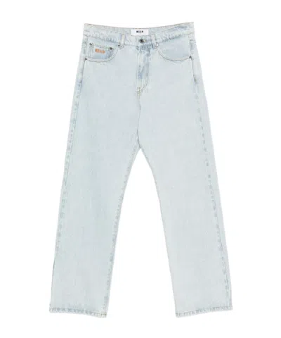 MSGM MSGM MARBLED DENIM TROUSERS