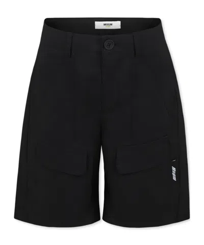 Msgm Belt-loop Shorts In Black