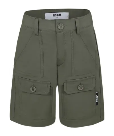 Msgm Belt-loop Shorts In Green
