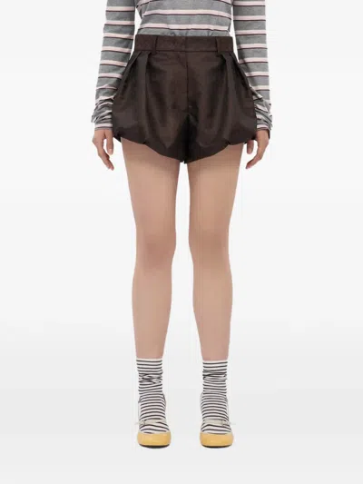 Msgm Belt-loops Shorts In Brown