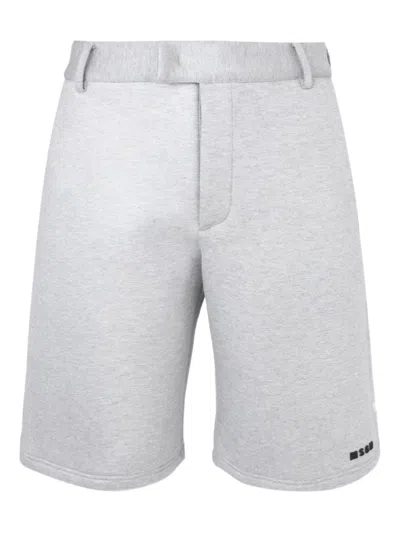 Msgm Belt Loops Shorts In Gray