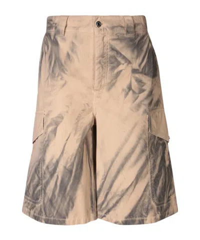 Msgm Belt Ring Shorts In Beige