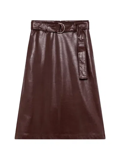 Msgm Belted Asymmetric Midi Skirt In Brown