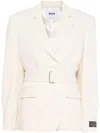 Msgm Belted Blazer In Neutrals