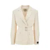 Msgm Belted Canvas Jacket In White