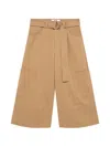 Msgm Belted Cropped Trousers In Neutrals