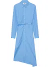 Msgm Belted Asymmetric Hem Dress In Blue