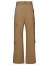 Msgm Belted High-waist Palazzo Cargo Pants In Brown