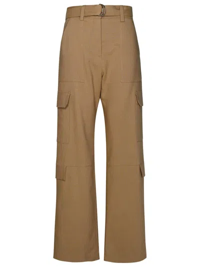 Msgm Belted High-waist Palazzo Cargo Pants In Sand