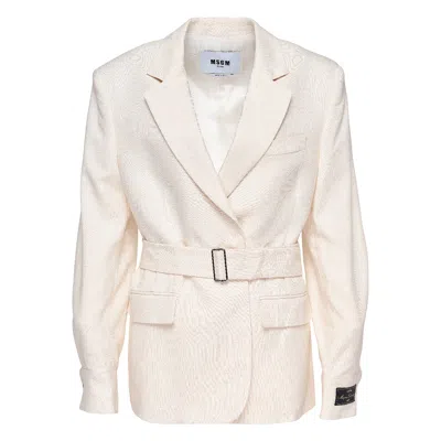 Msgm Belted Jacket In Neutral