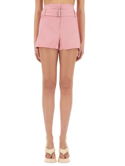 Msgm Belted Mini Shorts In Pink