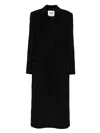 Msgm Belted Notched Coat In Black