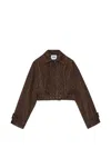 Msgm Belted Patterned Coat In Brown