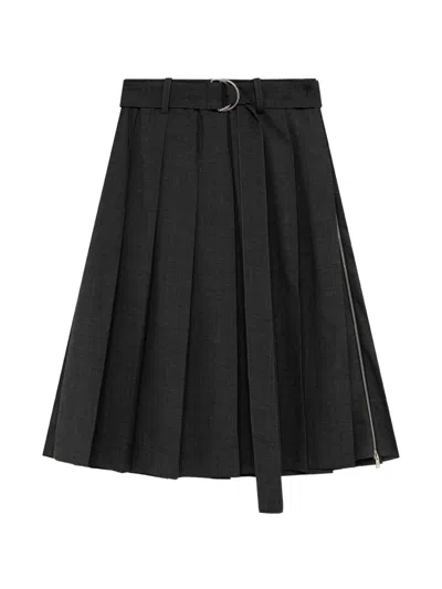 Msgm Belted Pleated Midi Skirt In Red