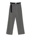 Msgm Belted Pleated Straight Leg Trousers In Gray
