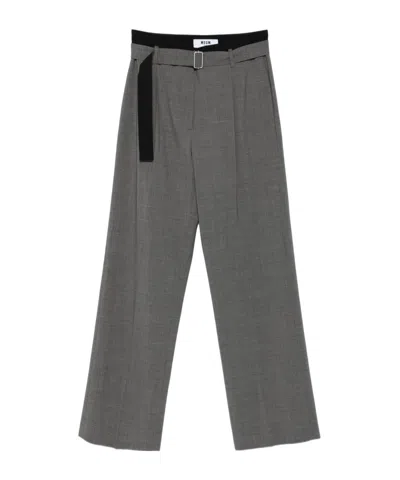 MSGM MSGM BELTED PLEATED STRAIGHT LEG TROUSERS