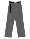 Msgm Belted Pleated Trousers In Gray