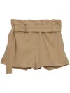Msgm Tailored Beige Bermuda Shorts With Belted Waist In Neutrals