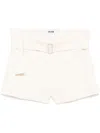 Msgm Tailored Off-white Bermuda Shorts With Belted Waist In Neutrals