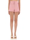Msgm Belted Shorts In Pink