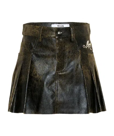 Msgm Belted Skirt In Black