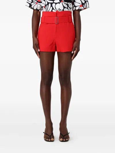 Msgm Belted Tailored Shorts In Orange