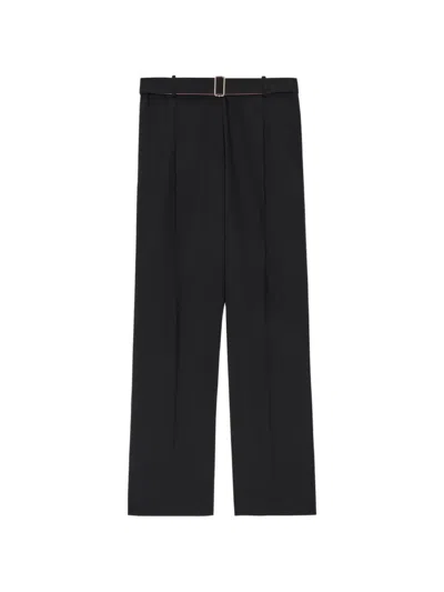 Msgm Belted-waist Tailored Trousers In Black