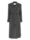 Msgm Belted Wool Coat In Gray