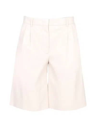 Msgm Faux Leather Bermuda Shorts With Button Closure In Neutral