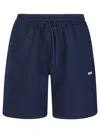 Msgm Logo Printed Drawstring Shorts In Blue