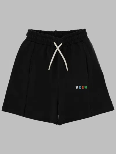 Msgm Bermuda Felpato In Black