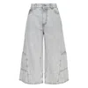 Msgm Acid-wash Cargo Shorts In Gray