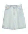 Msgm Bermuda Shorts In Light Denim With A Destroyed Effect In White