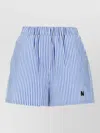 Msgm Bermuda Shorts Striped Pattern Side Pockets In Blue
