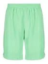 Msgm Elastic Belt Shorts In Green