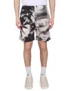 Msgm Cotton Bermuda Shorts With Dreaming Print In Multicolour