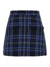 Msgm Black And Blue Skorts With Check Motif In Fabric Woman In Black