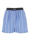 Msgm Cotton Poplin Shorts In Blu