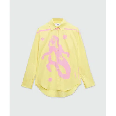 Msgm Bicolor Cotton Blouse In Yellow