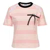 Msgm Bicolor Stripe Tee In Pink
