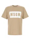 Msgm Crew Neck Cotton T-shirt In Neutral