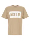 Msgm Crew Neck Cotton T-shirt In Neutral