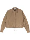 Msgm Bishop-sleeve Taffeta Shirt In Neutrals