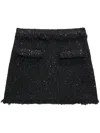 Msgm Black Mini-skirt With Multicolor Sequins In Fringed Fabric Woman In Black