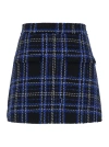 Msgm Black And Blue Skorts With Check Motif In Fabric Woman In Blue